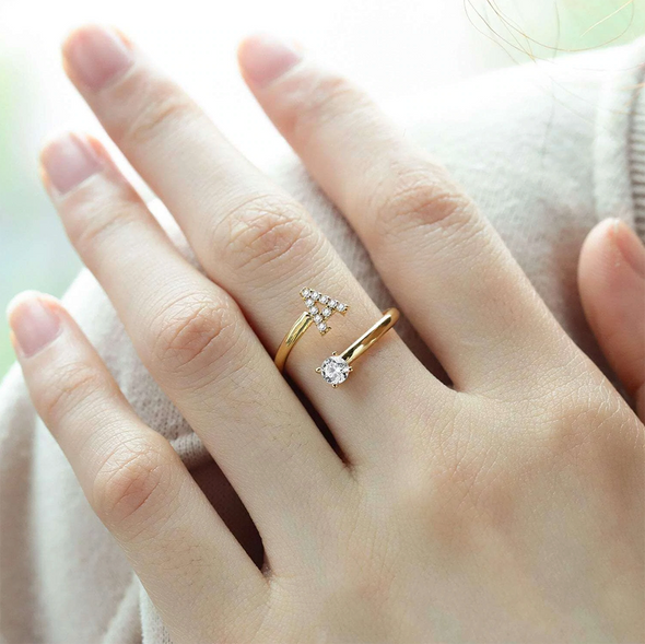 14K Gold Plated Initial Ring